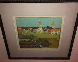 Herman Kepets "Public Square - “Old Cleveland'' (1836) Federal Art Project (WPA) woodblock print