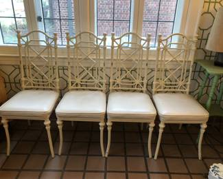 Set of 4 metal vintage faux bamboo chairs