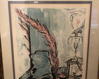 Sarah Churchill (daughter of Winston Churchill) signed interior scene lithograph,  #34/500