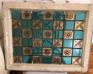 An antique stained glass window