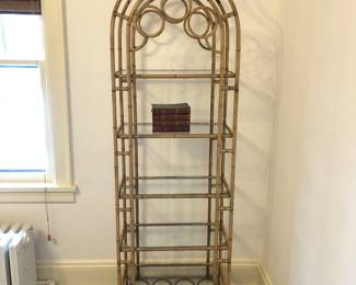 1 of 2 metal faux bamboo etageres 