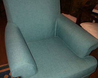 1 of a pair of fine vintage slip covered chairs