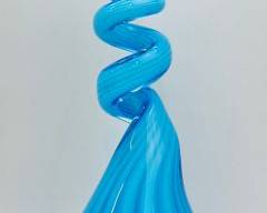 Wonderful MURANO Italian Tall Handblown Blue Floral Corkscrew Art Glass