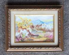 Peg McCarthy Small Landscape Painting on Board Gilt Framed Signed