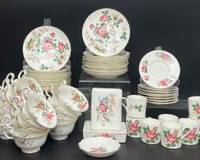 Fine Wedgwood Charnwood WD3984 Saucers, Tea Cups, Mugs, Lidded Trinket Box, & Small Dish