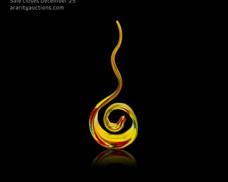 Wonderful Murano Italian Colorful Handblown Spiral Abstract Wavy Art Glass