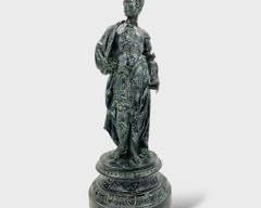 Large 20" H Antique Vintage Iron Bronze Sculpture Of a handsome Greek or Roman Gentleman