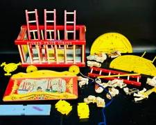 Fantastic Vintage Fisher Price Circus Wagon & Accessories Set Zoo Animals 1960s