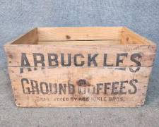 Antique Arbuckles Advertising Ground Coffee Wood Crate