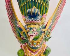 Vintage Balinese Garuda Bird Goddess Handcarved Hand Painted Tall 32 Winged Figure