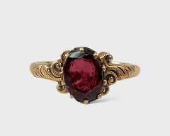 Fine 10K Yellow Gold Garnet Ring Size 5