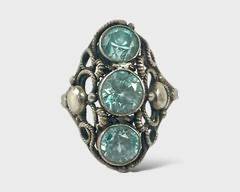 Fine Blue Triple Gemstone Silver Ring Size