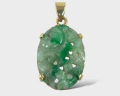 Fine 14K Yellow Gold Jade Pendant