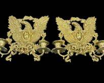 Vintage Solid Brass Eagle Crest Shield Wall Sconces