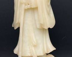 Antique Asian Alabaster Carved Statue Of Nobleman Of Court On soapstone Base