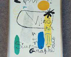 Vintage Miro French Exposition Framed Print Galerie Maeght Art sculture Graphique