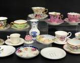 Fine Royal Albert, Rosina, Lefton, Royal Sealy, Firenze, and German Assorted China Tea Cup & Saucers Lot