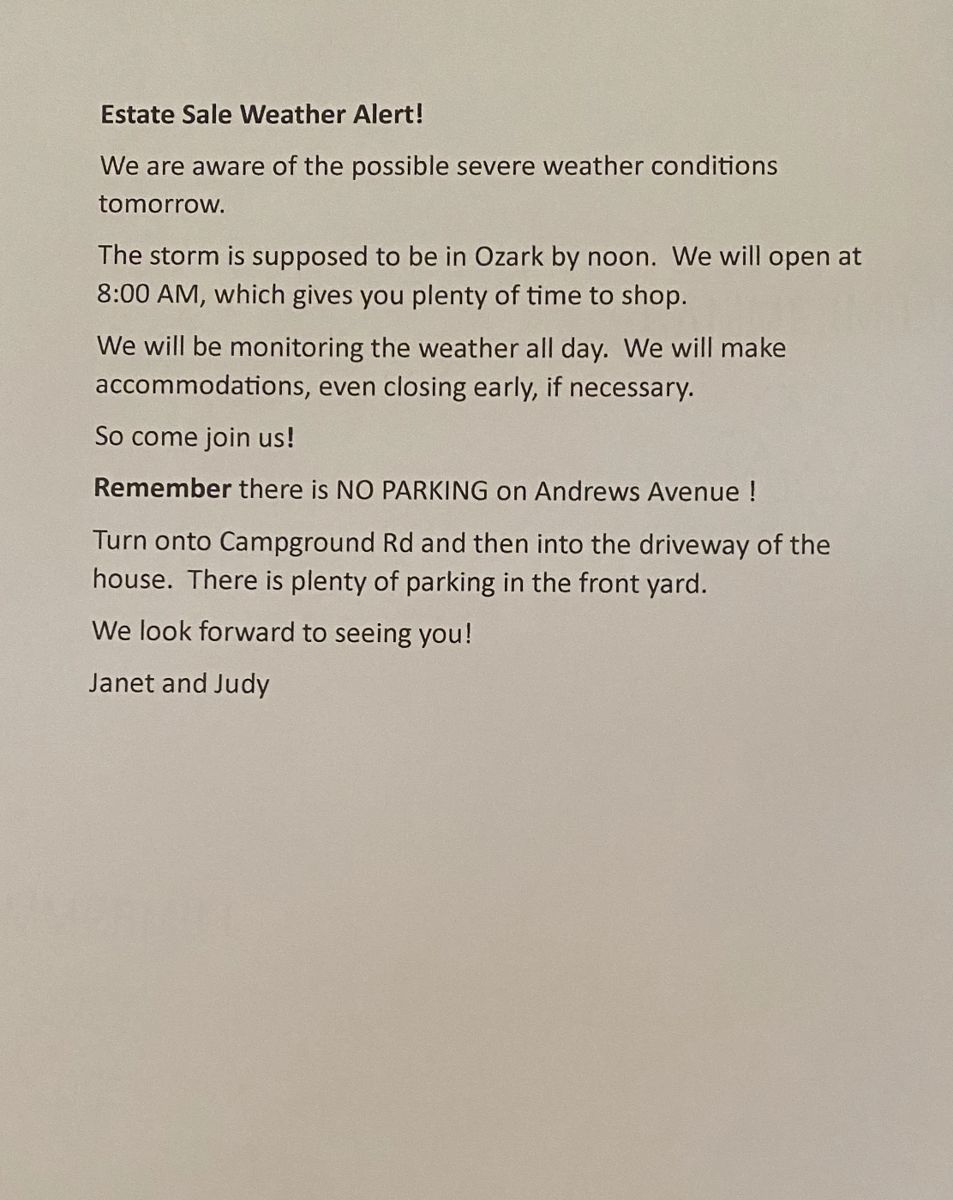 Andrews Avenue Sale in Ozark, AL starts on 1/12/2024