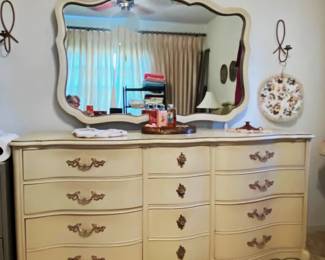 white Bassett French Provincial dresser
