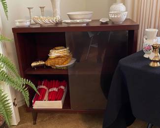 midcentury cabinet with sliding glass doors