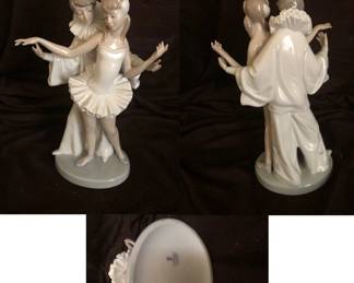#2 Lladro ‘Carnival Couple’ Ballerina & Jester Porcelain Figurine. #4882. Mint Condition, Comes with Box.  This collectible figurine was originally designed by Salvador Furio in 1974, retired 1992. Measures 10 ½ T X 6 W $125