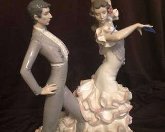  #9 BROKEN & Amateur Repair. Lladro ‘A Passionate Dance’ Large Romantic Dancing Couple Porcelain Figurine. #6387 Comes with Box.  This collectible figurine was originally designed by Regino Torrijos in 1997. Measures17 T X 12 W.  Great Lladro for beginning collector. The Lady’s Elbow & 1 Finger were broken & amateur repaired. Nothing is missing. If in Mint Condition would sell for +$800. Our cost for Broken is $200.