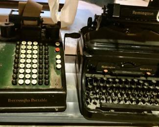 * Antique Burroughs Portable Adding Machine Hand Crank Antique $50
* 1920s-1930s Remington Noiseless Typewriter $50
