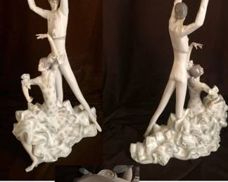 #3 Lladro ‘Flamenco Dancers’ Large Romantic Dancing Couple Porcelain Figurine #4519.  Mint Condition, Comes with Box. This collectible figurine was originally designed by  Fulgencio Garcia in 1970, retired 1994. Measures 20 T X 12 W $600