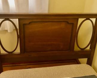 * Mid Century 6 Drawer Dresser with Mirror, measures 18 inches deep by 56 inches long 33 inches tall and the mirror is 29 inches wide & 45 inches tall. Has numbers 7110-20 62-H-61 stenciled on back of dresser. Also has Matching Pair of Cool Twin Beds Frame with Footboards & Headboards. Headboard measures 40 1/2 inches wide 2 inches deep and 39 inches tall. Top of dresser has minor scratches but front is in great condition. Bed Frames are in great condition. Beds are $100 Each, Dresser with Mirror is $150. All 3 pieces $300.    