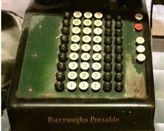 * Antique Burroughs Portable Adding Machine Hand Crank Antique $50

