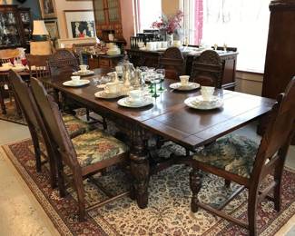 Amazing Jacobean style table 6 chairs and buffet.  Purchased from the 1936 Sears Catalog