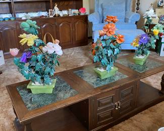 Vintage Mid 20th Century Italian Jade Flowering Bonsai Tree (3)