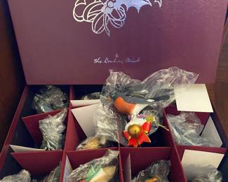 The Danbury Mint The Song Bird Christmas Ornaments Box  With Cards- New