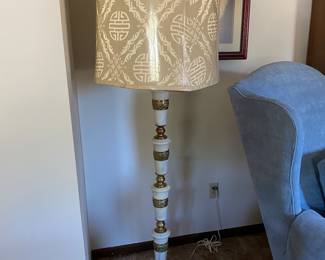 Vintage Marble & Brass Asian Floor Lamp