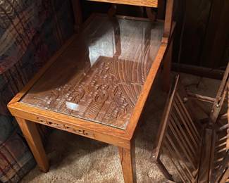 Hand Carved Asian Inspired End Tables (2)