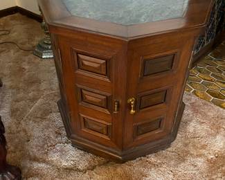 Solid Oak Mid Century Octagon End Table w/Storage(3)