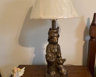 Bronze Bunny Table Lamp/Angel Collectible