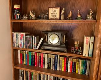 ANTIQUE CLOCK. AND WONDERFUL BOOKS 