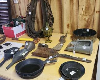 vintage castiron, horse tack, farm supplies