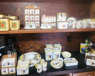 Roosters and Roses vintage kitchenware
