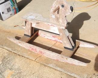 vintage wood rocking pony