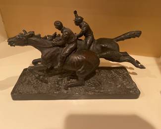 Christophe Fratin French Bronze:
“Two Horses & Jockeys” missing WHIP
Signed Fratin (reverse N)
