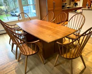 Thomas Moser Furniture: 8 Continuous Arm Chairs signed & dated 
Modern Table