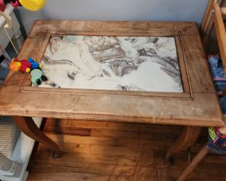 Small wooden and marble table