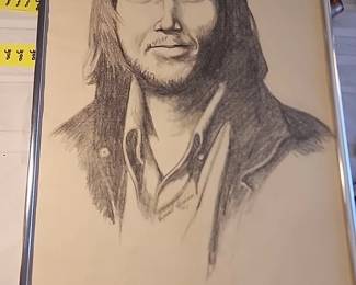 Raymond Hinchman, local artist, drawing of Jackson Brown 1976