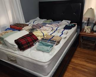 Queen bed with headboard and frame