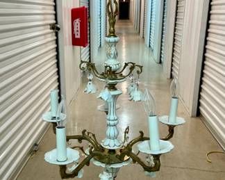 Fabulous Vintage Ceramic Chandelier with Gold Accents