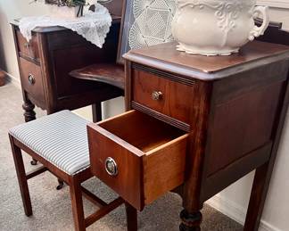 Vintage Victorian vanity with stool 