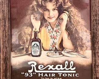Vintage hair tonic poster decor