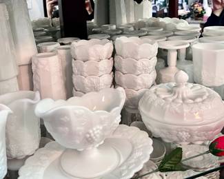 Collection of Victorian milk glass 